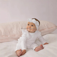 Bas quantité minimale de commande personnalisé tissu fabricant couleur unie côtelé coton barboteuse hiver infantile enfant en bas âge vêtements à manches longues fille enfants combinaison