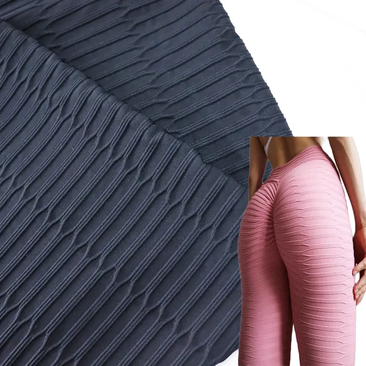 Nuevo artículo 365gsm tela de rayas de Spandex de nylon grueso para pantalones de yoga