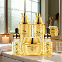 Ensemble de crème hydratante pour le visage à la vitamine C, à base de plantes, blanchissante, anti-âge, avec du collagène d'escargot, du ginseng et du kojic, or 24 carats