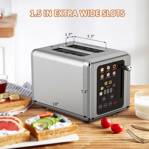 Pemanggang Roti Digital 2 Slot Panjang Bahan Stainless Steel Dilengkapi Rak Penghangat, Fitur Defrost dan Reheat untuk Hotel dan Rumah Tangga - Product Image 5