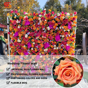 Suave personalizado hermosa flor Rosa pared telón de fondo seda Artificial flor decorativa pared - Product Image 4