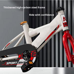 <span class=keywords><strong>Bicicleta</strong></span> de una Velocidad con Cuadro de Acero y Suspensión Trasera de 12 Pulgadas para Niños de 2 a 10 Años, Frenos Delanteros/Traseros, <span class=keywords><strong>Pedales</strong></span> Ordinarios de Entrenamiento - Product Image 2