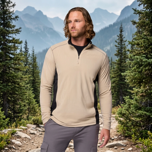 Tenue de golf pour homme, automne, coupe-vent, 100% polyester, col montant zippé, pull de golf tricoté bicolore - Product Image 4