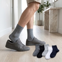 Chaussettes respirantes en tricot pour hommes, couleur unie, antibactériennes, polyester/coton, été, sans couture