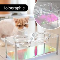 Bols surélevés en acrylique pour chien et chat Mangeoire pour animaux de compagnie Support surélevé à double bol Livré avec 2 bols en verre amovibles Parfait pour les chiens de taille moyenne