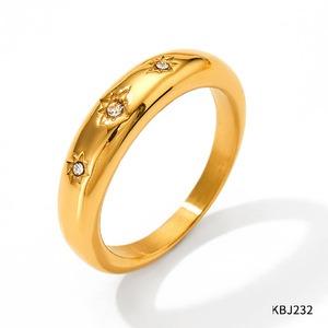 Nuevo Anillo de Acero Inoxidable Europeo Americano Transfronterizo para Mujer, Piedra Natural Única, Incrustaciones de Estrella de Ocho Puntas, No se Destiñe - Product Image 5