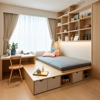 Lit de rangement tatami multifonctionnel moderne et personnalisé avec armoire intégrée et bureau – Ensemble de meubles de chambre modulaires pour appartement