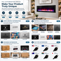 Cheminée électrique encastrée tendance avec contrôle par application, économe en énergie, flamme réglable 7 couleurs pour usage intérieur, hôtelier et extérieur