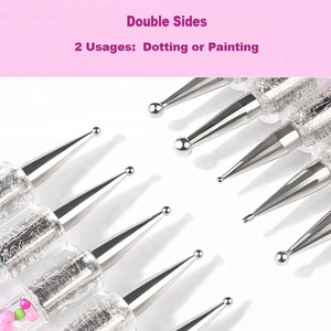 5 pièces 2 voies <span class=keywords><strong>Caviar</strong></span> Nail Art pointillant stylo UV Gel peinture brosse Salon manucure ongles outils Kit plat forme de cheveux léger - Product Image 3