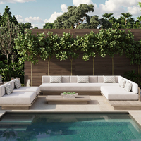Sofa de jardin en teck de luxe moderne personnalisable patio ensemble sectionnel en bois pour cour hôtels parcs villas mobilier d'extérieur design