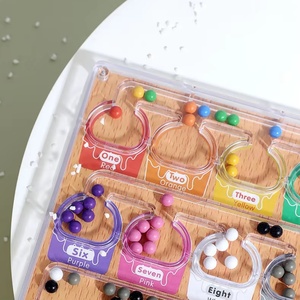 Bloques de Construcción de Pistas de Canicas, Juguete Educativo DIY para el Pensamiento Lógico de los Niños, de Madera, para Aprender a Combinar Colores y Números, Laberinto de Colores - Product Image 6