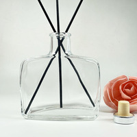 Ensemble de flacons carrés plats en verre transparent de 100 ml pour diffuseur de roseaux, huile essentielle et emballage de parfum d'intérieur