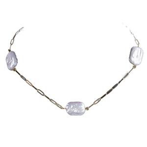 New 14-16mm Natural Pearl White Baroque Square <b>Bracelet</b> Adjustable Buckle Fashion Jewelry <b>Set</b> for European and American Style - Product Image 5