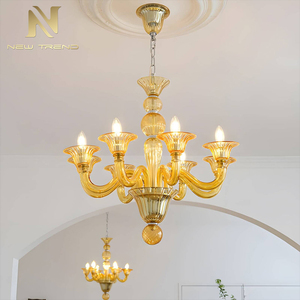 <span class=keywords><strong>Lampadario</strong></span> Elegante Francese Vintage in Vetro di Murano, Portacandele Champagne per Soggiorno e Ristorante - Product Image 1