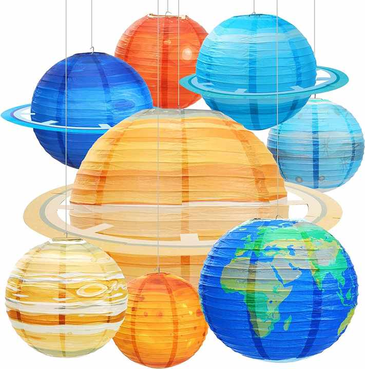 Lot de 8 lanternes en papier planètes très rêveuses - Abat-jour système