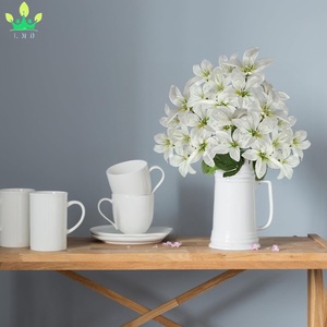 Bouquet de lys artificiel fleurs de printemps de lys en fleurs avec 10 têtes de fleurs en pleine floraison pour la maison de mariage hôtel décor de fête florale - Product Image 2