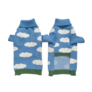 Casaco de Luxo Personalizado Ecológico Azul para Pets com Estampa de Nuvens, Suéter Pullover para Cães - Product Image 2