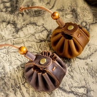 Pochette vintage en cuir à cordon de serrage, petits sacs de rangement pour dés, porte-monnaie médiéval
