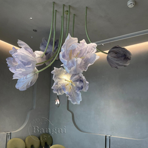 Fleurs artificielles géantes modernes en organza, tulipes violettes suspendues pour mariage, fête, événement, décoration, <span class=keywords><strong>anniversaire</strong></span>, baby shower, scène, photo - Product Image 1