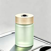 Pot en verre givré coloré cylindrique vide de 150 ml avec couvercle en bois pour diffuseur à bâtonnets, idéal pour l'emballage de parfums personnalisés