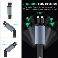 Chargeur de voiture rétractable 2 ports 100W avec 4 câbles rétractables 4-en-1, chargeur de voiture 20W de puissance de sortie