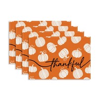 Ensemble de sets de table à thème citrouille pour l'automne et Thanksgiving, napperons de table pour décoration de fête et repas de fêtes