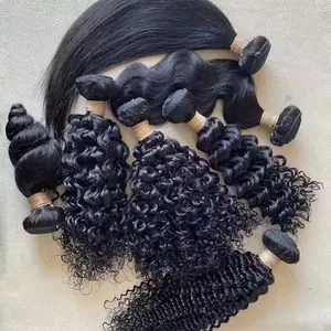 Ekstensi rambut lurus Brasil jalinan rambut grosir pakan ganda mesin bundel rambut manusia mentah kutikula tingkat 12A