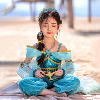 Costume de princesse Aladdin pour filles Hidehanky, ensemble deux pièces, haut court, pantalon lanterne, manches détachables, voile, vente en gros pour fêtes