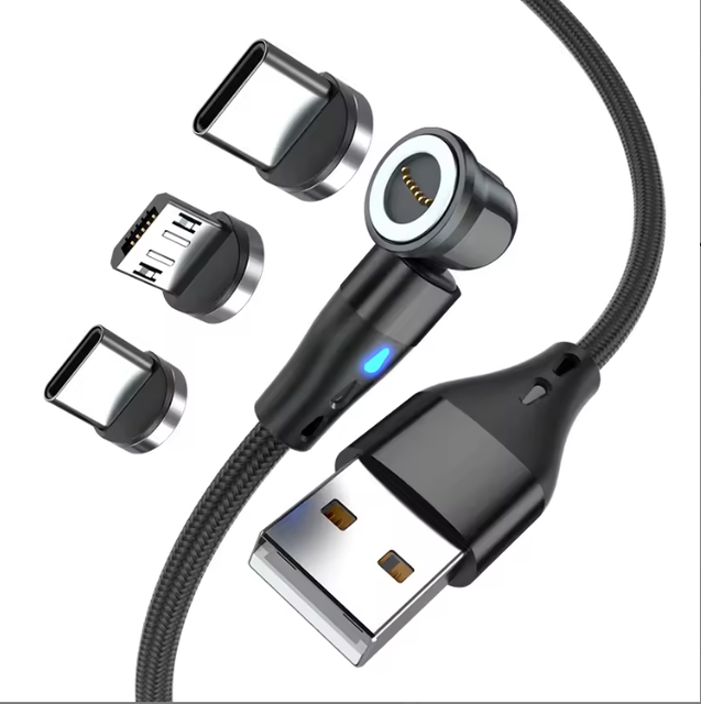 4-in-1 Magnetic USB Charging Cable, 5A/6A Fast Charging Cord Compatible with IP, Micro USB and Type C