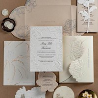 Ensemble de cartes d'invitation de mariage personnalisées avec motifs floraux en relief, papier spécial, suite d'invitation avec enveloppe, carte accordéon pour cérémonie de mariage