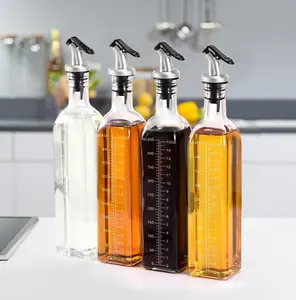 Home tall dispenser vinegar empty glass graduated antique bottles for olive oil for condiment soy sauce