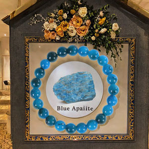 Bracelet en perles de cristal d'apatite, pierre de soleil et agate de 8 mm, pierres semi-précieuses naturelles, cordon élastique, motif boule porte-bonheur, idéal pour un cadeau - Product Image 2