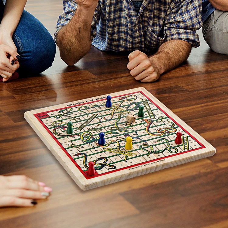 Новые товары, деревянные лестницы с изображением змей из Лондона, Семейные игрушки Монтессори, настольная игра