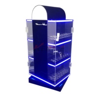 Support de vitrine d'accessoires mobiles en acrylique avec lumière LED et support d'affichage de chargeur de téléphone portable en plexiglas de comptoir de serrure