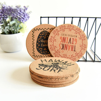 Sous-verres en liège naturel 100% absorbants, doux, classiques, ronds, personnalisables avec logo, couleur CMYK, taille adaptable, respectueux de l'environnement
