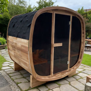 Sauna carré extérieur commercial en bois massif de cèdre rouge pour 4 personnes, avec chauffage électrique 6KW, écologique, pour bain de vapeur sec - Vente en gros - Product Image 1