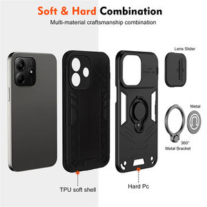 Étui pour <span class=keywords><strong>Xiaomi</strong></span> Redmi Note 14/Note 14 Pro/Note 14 Pro Plus, coque de téléphone avec anneau métallique coulissant, support magnétique pour voiture - Product Image 6