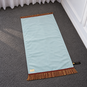 Tosca Large Muslim Prayer Rug for Adults 115x65cm Soft Short Fur Foam Faux Leather Washable Non Slip with Elegant Gold Trim Home - Product Image 1