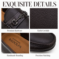 Mocassins pour hommes en cuir de vache véritable, souples et pliables, chaussures de conduite avec détails métalliques, mocassins à enfiler décontractés RADOLFA personnalisables