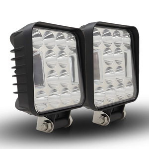 4-Inch 26-Led Strobe <b>Work</b> <b>Light</b> Red Blue Flashing Led <b>Light</b> For Off-Road Vehicle Suv Lighting 12-24V Dc Square Design - Product Image 2