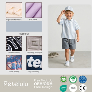 Ensemble de shorts pour garçons en tissu tricoté d'été décontracté 100% coton, motif géométrique coloré - Product Image 4