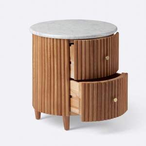 Mesita de noche moderna hecha a mano con 2 cajones, mesita de noche pequeña cuadrada simple de gama alta, hecha de material de madera para dormitorio - Product Image 3