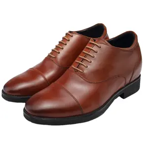 Zapatos de vestir Oxford para fiesta de negocios, calzado con cordones, elevador, cuero puro, italiano, formal, aumento de altura, para hombre, venta al por mayor