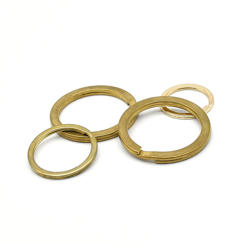 High Quality Custom Metal Round Gold Keyring Split Flat Raw Brass Key Ring 20-25-28-32-38-40mm