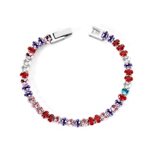 High End Diamond Link Chain Jewelry Stainless Steel Oval Zircon Tennis Chain <b>Bracelets</b> - Product Image 3