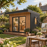 Studio d'art préfabriqué pour jardins résidentiels au Royaume-Uni, Pod d'atelier musical créatif isolé avec grandes fenêtres et design intérieur personnalisé