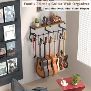 <b>Wall</b> <b>Mounted</b> Guitar Rack Wooden Storage <b>Shelf</b> For Living Room Display And Organization - Product Image 1