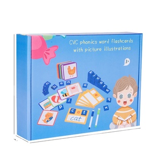 Cube de 52 mots en bois avec stylo pour enfant, jeu cognitif coloré et amusant, <span class=keywords><strong>alphabet</strong></span> 2 faces, jeu de cartes avec stylo, CPC CE - Product Image 1