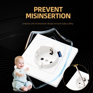 Tốt nhất bán chống cháy PC bảng điều chỉnh 20W sạc nhanh USB Type-C cổng điện tường chuyển đổi ánh sáng ổ cắm 16A EU tiêu chuẩn Đức - Product Image 3