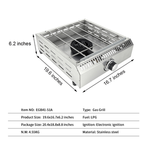 Gril à gaz <span class=keywords><strong>de</strong></span> table portable à 1 brûleur <span class=keywords><strong>de</strong></span> 20 pouces <span class=keywords><strong>Plaque</strong></span> chauffante en acier inoxydable <span class=keywords><strong>Plancha</strong></span> Grill - Product Image 2